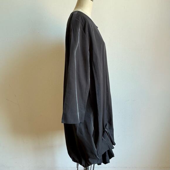 NWT COS Black Asymmetric Gathered Hem Long Sleeve Dress - Picture 3 of 11